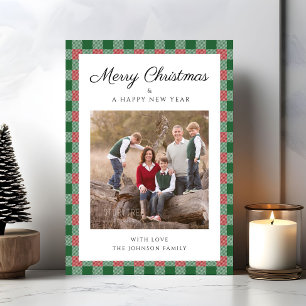 Cartes Pour Fêtes Annuelles Élégante Photo Plaid Noël