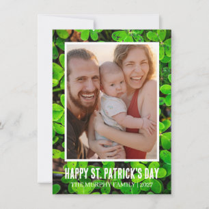 Cartes Pour Fêtes Annuelles Élégante Photo Simple Trèfle Fête de la Saint-Patr