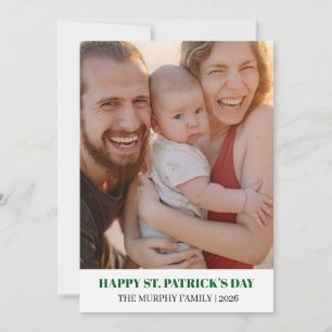 Cartes Pour Fêtes Annuelles Élégante Photo Simple Trèfle Saint-Patrick 