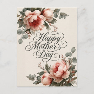 Cartes Pour Fêtes Annuelles Élégante Pivoine Vintage Joyeuse Fête des Mères