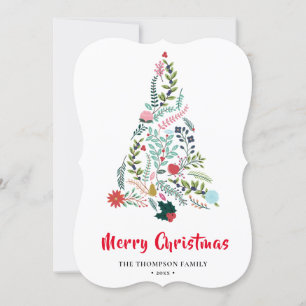Cartes Pour Fêtes Annuelles Élégante Poinsététie Rouge Pin Floral Noël