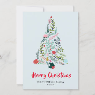 Cartes Pour Fêtes Annuelles Élégante Poinsététie Rouge Pin Floral Noël