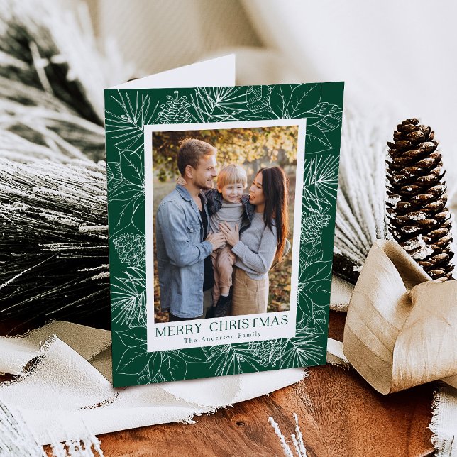 Cartes Pour Fêtes Annuelles Elégante Poinsettias et Pinecones Photo (Créateur téléchargé)