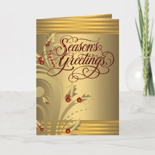 Cartes Pour Fêtes Annuelles Elégante Red Gold Holly Christian Christmas Card