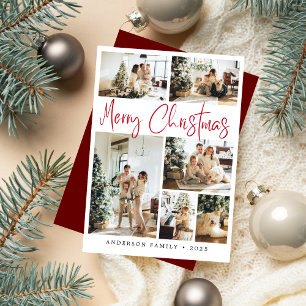 Cartes Pour Fêtes Annuelles Élégante Red Joyeux Noël Calligraphie