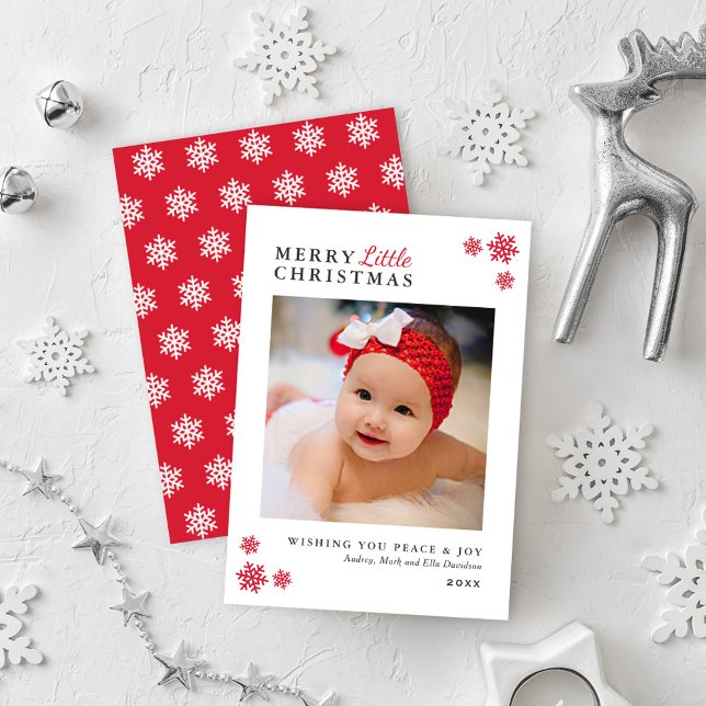 Cartes Pour Fêtes Annuelles Élégante Red Merry Little Christmas Photo (Créateur téléchargé)