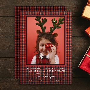 Cartes Pour Fêtes Annuelles Elégante Red Tartan Plaid Christmas Company Photo