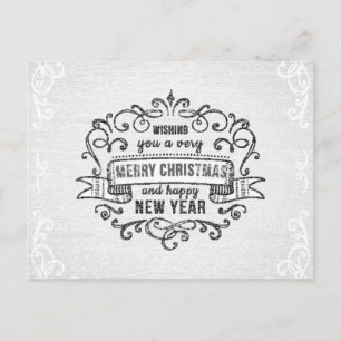 Cartes Pour Fêtes Annuelles Élégante Rouleau noir et blanc Joyeux Noël