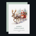 Cartes Pour Fêtes Annuelles Élégante Santa Claus Christmas Deer Corporate<br><div class="desc">Pour plus de personnalisation,  cliquez sur le lien "customiser plus" et utilisez notre outil de conception pour modifier ce modèle.</div>