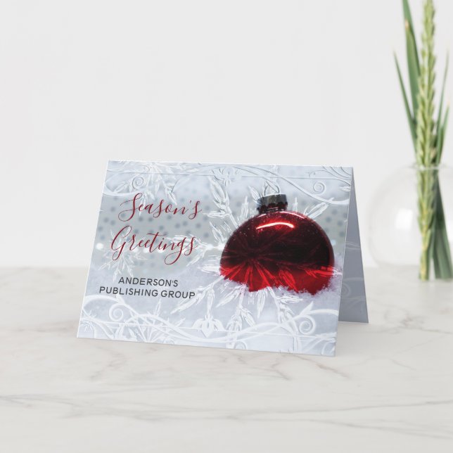 Cartes Pour Fêtes Annuelles Elégante scène de neige Red Ornament Company Holid (Devant)