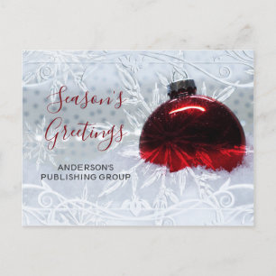 Cartes Pour Fêtes Annuelles Elégante Scène de Neige Rouge Ornement d'affaires