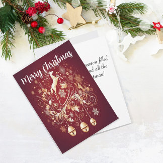 Cartes Pour Fêtes Annuelles Élégante sleigh Bell Magic Flat Holiday Card