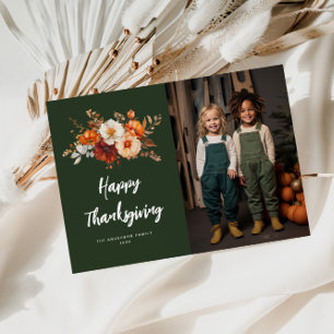 Cartes Pour Fêtes Annuelles élégante typographie bon thanksgiving floral photo