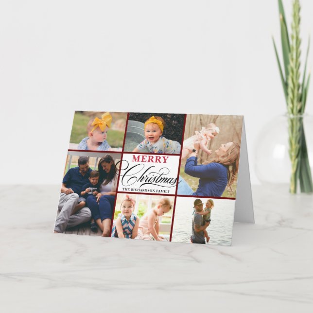 Cartes Pour Fêtes Annuelles Élégante typographie manuscrite | 6 Collage photo (Devant)