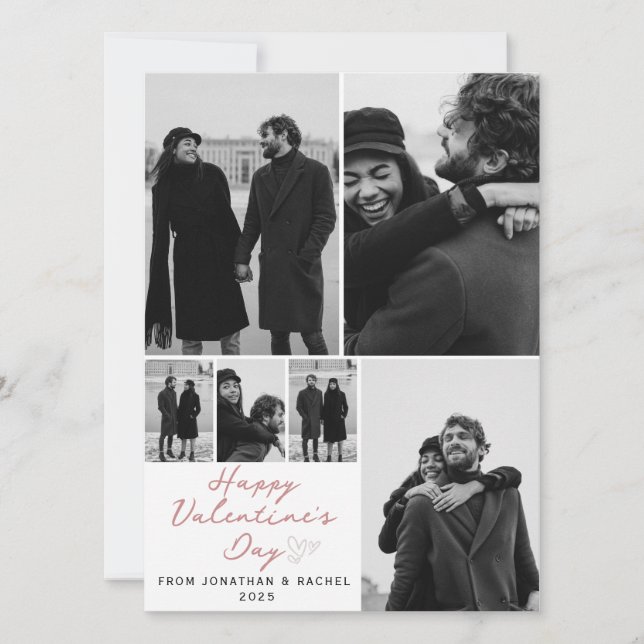 Cartes Pour Fêtes Annuelles Élégante Typographie Script Saint-Valentin Noir &  (Devant)