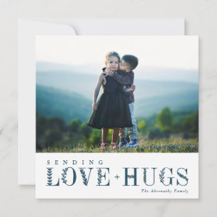 Cartes Pour Fêtes Annuelles Élégante verdure Laisser l'amour Hugs Bleu Photo