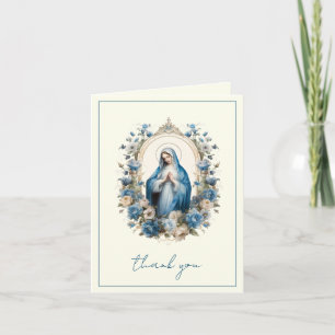 Cartes Pour Fêtes Annuelles Élégante Vierge Marie Religieuse Catholique Floral