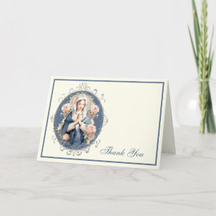 Cartes Pour Fêtes Annuelles Élégante Vierge Marie Religieuse Catholique Floral