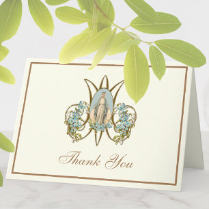 Cartes Pour Fêtes Annuelles Élégante Vierge Marie Religieuse Catholique Floral