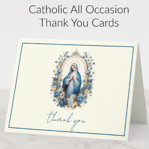 Cartes Pour Fêtes Annuelles Élégante Vierge Marie Religieux Catholique Floral