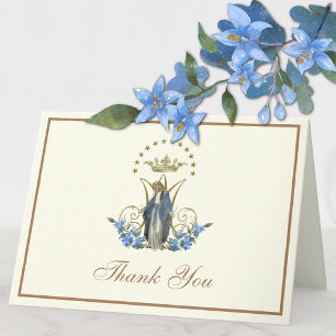 Cartes Pour Fêtes Annuelles Élégante Vierge Marie Religieux Catholique Floral