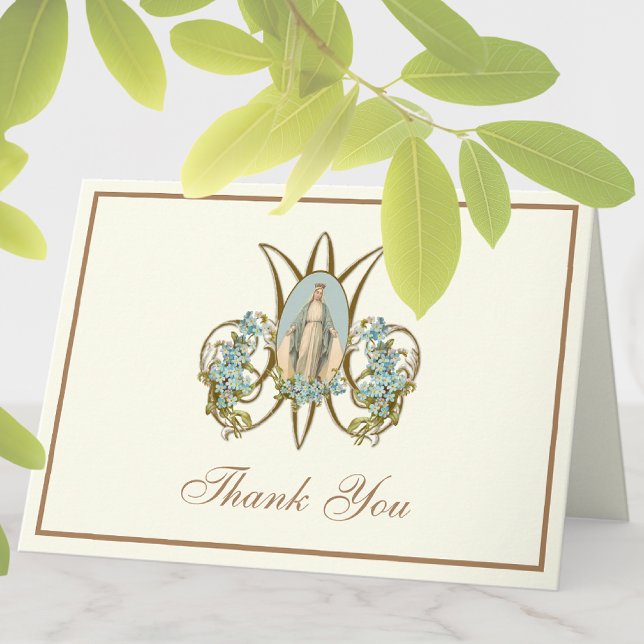 Cartes Pour Fêtes Annuelles Élégante Vierge Marie Religieux Catholique Floral (Créateur téléchargé)