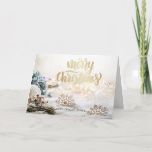 Cartes Pour Fêtes Annuelles Élégantes boules de Noël Gold Snowflakes