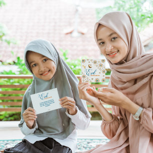 Cartes Pour Fêtes Annuelles Élégantes étoiles de la lune de l'Aïd Moubarak