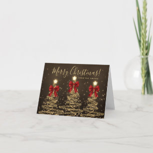 Cartes Pour Fêtes Annuelles Élégantes Fêtes d'Or Arbres de Noël Rouge