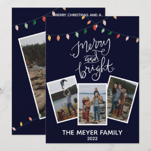 Cartes Pour Fêtes Annuelles Élégantes lumières bleu minuit joyeuses et lumineu