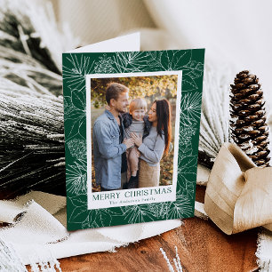 Cartes Pour Fêtes Annuelles Élégantes Poinsettias et Pommes de Pin Vertes 2 Ph