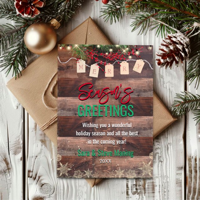 Cartes Pour Fêtes Annuelles Élégants flocons d'or feuilles verts Noël (Créateur téléchargé)