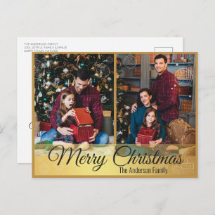 Cartes Pour Fêtes Annuelles Élégants ornements de Noël Gold Frame 2 Photo