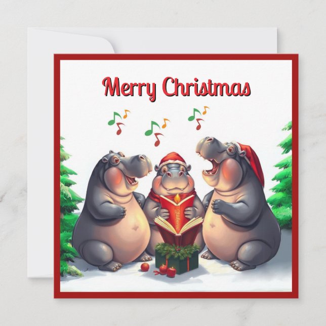 Cartes Pour Fêtes Annuelles Élégants pins aquarelles tendance chantant Noël (Devant)