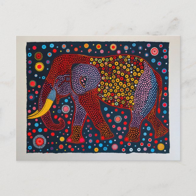 Cartes Pour Fêtes Annuelles Élément abstrait rouge bleu avec des points de fle (Devant)