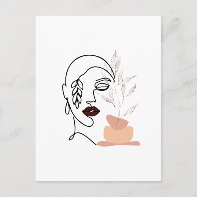Cartes Pour Fêtes Annuelles Elément botanique simple face de beauté féminine l (Devant)