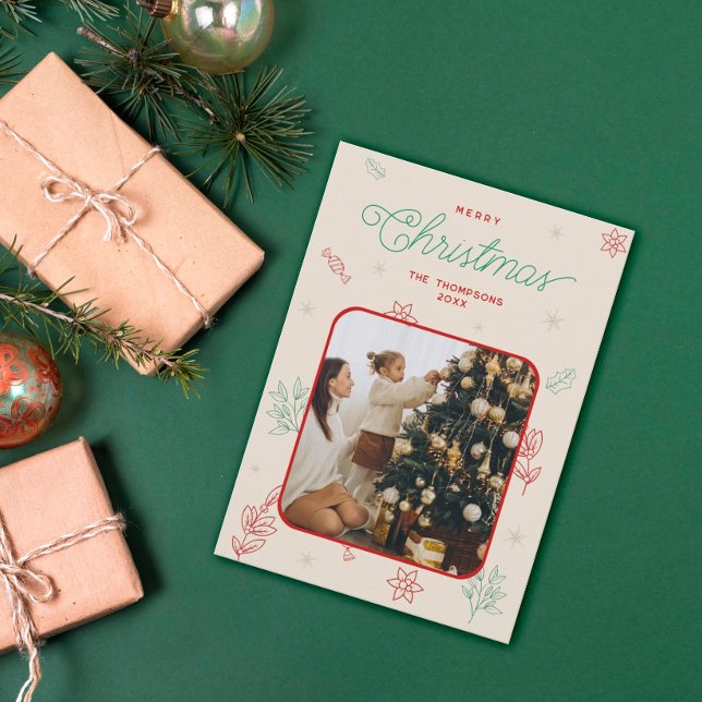 Cartes Pour Fêtes Annuelles Eléments de Noël minimaux mignons Une photo (Créateur téléchargé)