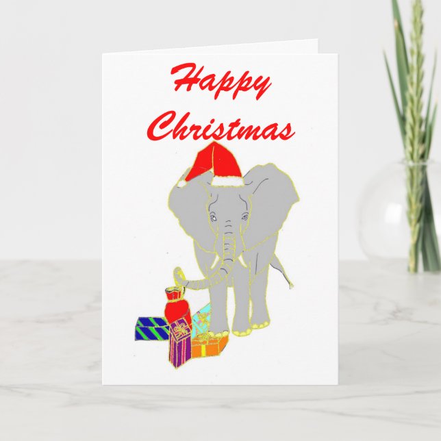 Cartes Pour Fêtes Annuelles Eléphant (Devant)