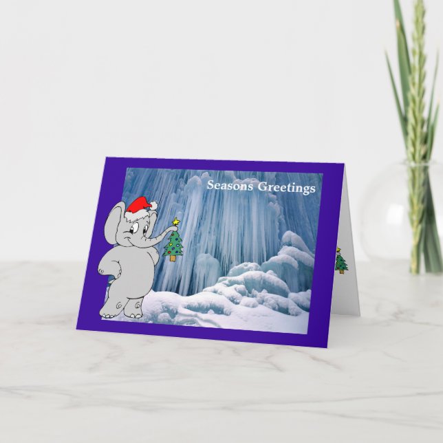 Cartes Pour Fêtes Annuelles Éléphant à la cascade congelée (Devant)
