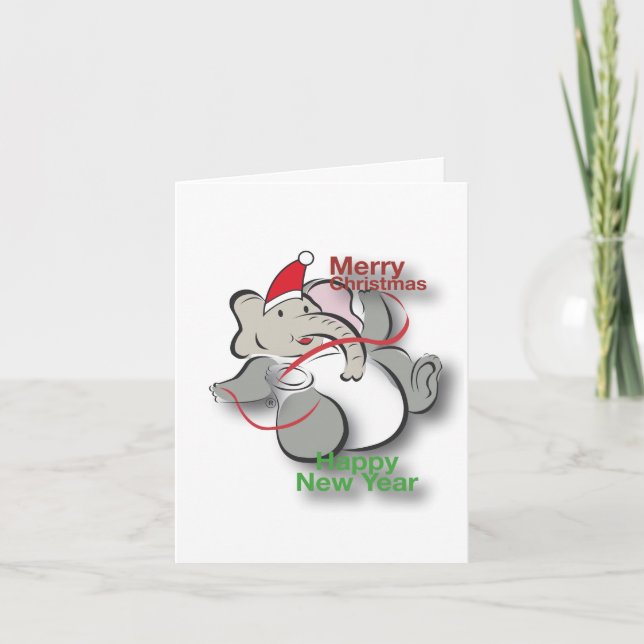Cartes Pour Fêtes Annuelles Eléphant à Noël (Devant)