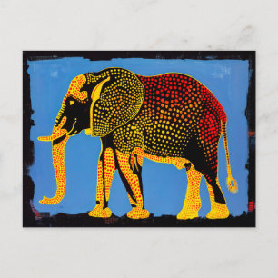 Cartes Pour Fêtes Annuelles Eléphant Abstrait bleu avec points rouges