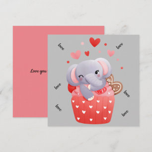 Cartes Pour Fêtes Annuelles Éléphant de la Saint-Valentin mignon 