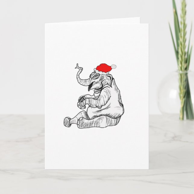 Cartes Pour Fêtes Annuelles Éléphant de Noël (Devant)