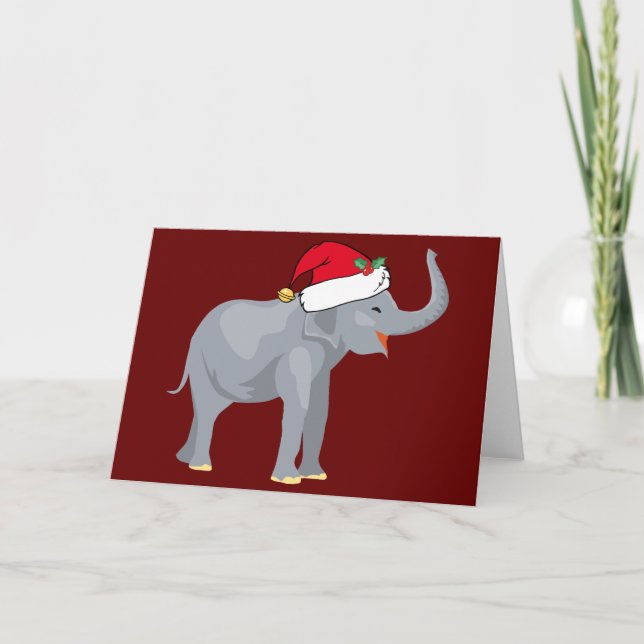 Cartes Pour Fêtes Annuelles Eléphant de Noël mignon (Devant)