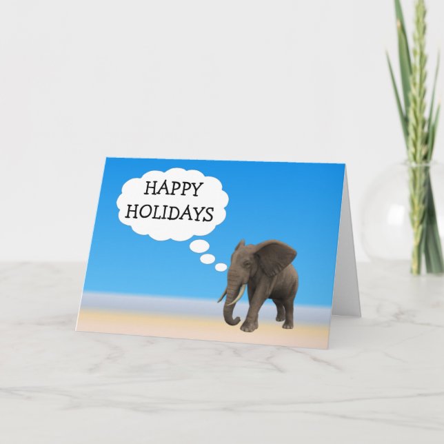 Cartes Pour Fêtes Annuelles Éléphant de vacances joyeuses (Devant)