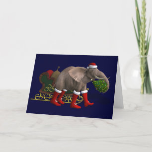 Cartes Pour Fêtes Annuelles Eléphant doux du Père Noël