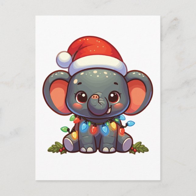Cartes Pour Fêtes Annuelles Eléphant Joyeux Noël Animaux d'hiver Eléphants (Devant)