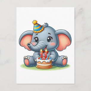 Cartes Pour Fêtes Annuelles Éléphant Mignon 11ème Anniversaire