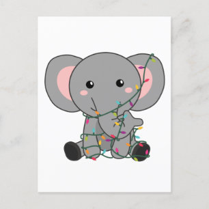 Cartes Pour Fêtes Annuelles Éléphant Noël Neige Animaux d'hiver Éléphants