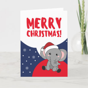 Cartes Pour Fêtes Annuelles Eléphant Noël Neige Hiver Animaux Eléphants